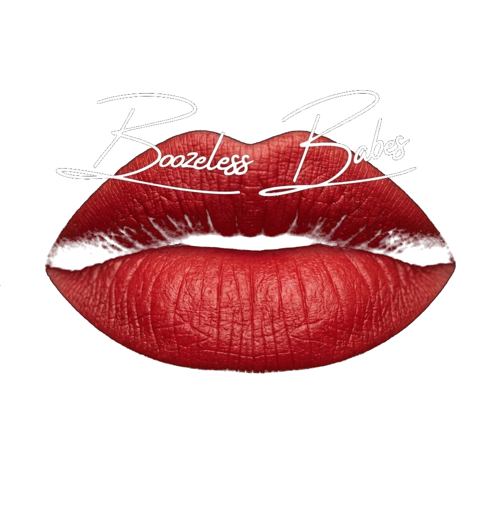 Boozeless Babes — red lips with script wordmark
